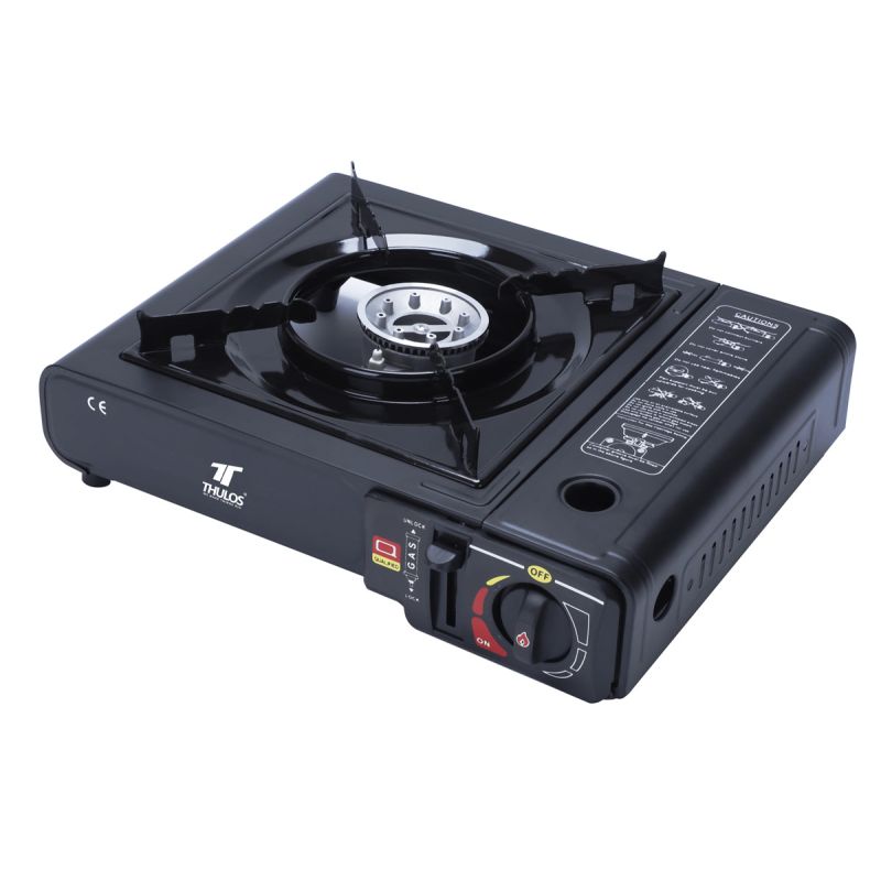 thulos Cocina portátil dual funciona con cartucho de gas o botella de gas externa. THULOS TH-GS019