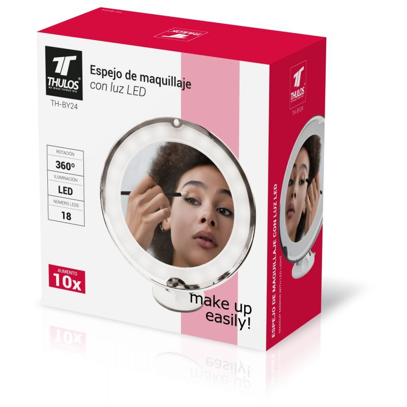 Thulos Espejo De Maquillaje Con LUZ LED. Aumento X10. THULOS TH-BY24