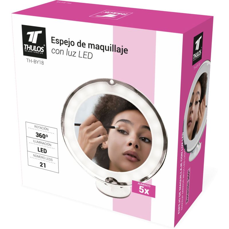 Thulos Espejo Maquillaje Con Luz Led Aumento X5. THULOS TH-BY18