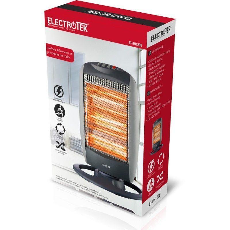Thulos Estufa Halógena 3 Ajustes De Temperatura Y Oscilación. ELECTROTEK ET-EH1206