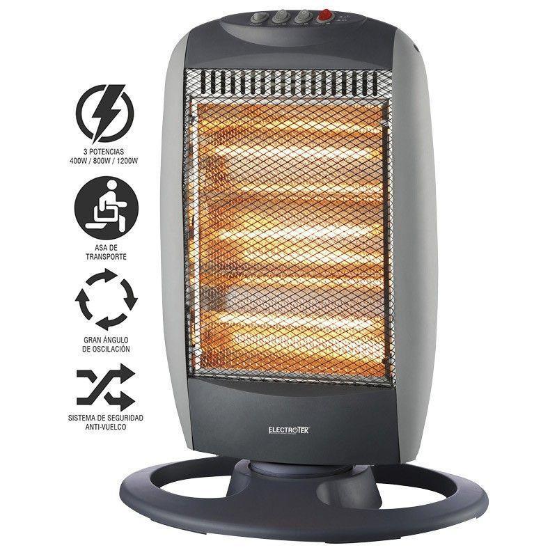 thulos Estufa Halógena 3 ajustes de temperatura y oscilación. ELECTROTEK ET-EH1206