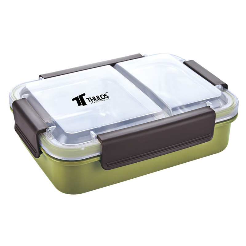 thulos Fiambrera de 750ml con bandeja interior de acero inoxidable de 2 compartimentos. THULOS TH-LB75