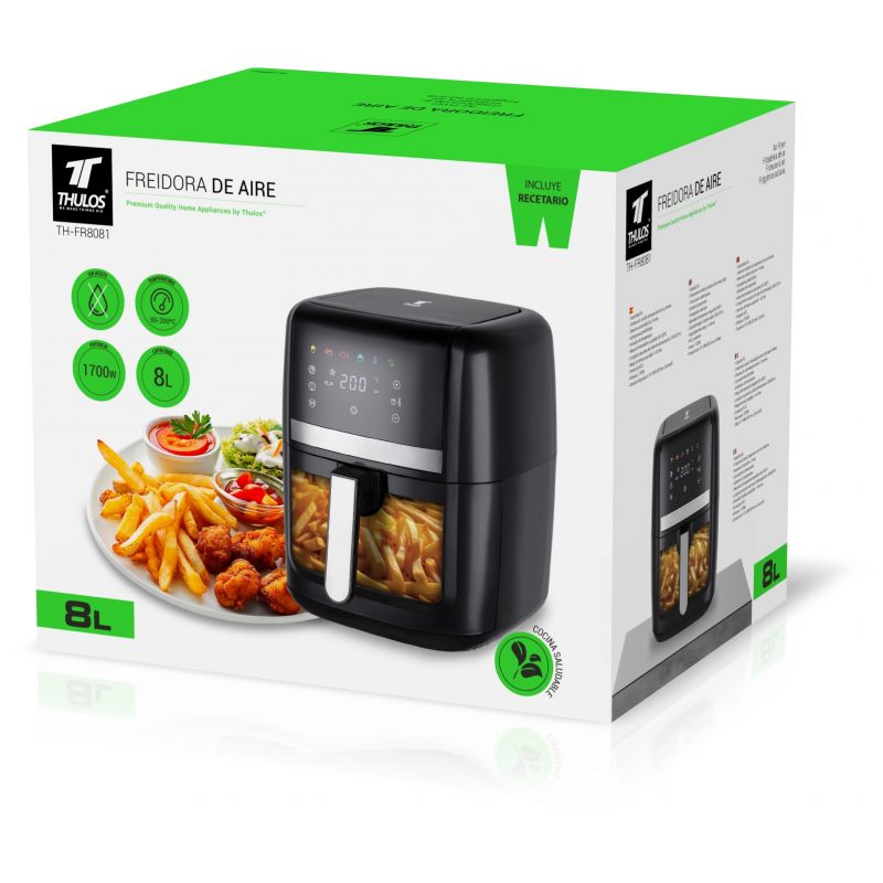 Thulos Freidora De Aire 8 Litros 6 Programas Predefinidos 1700W. THULOS TH-F8081