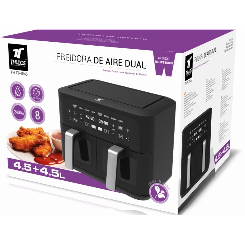 Thulos Freidora De Aire Dual Capacidad: 4.5+4.5L. THULOS TH-FR4545