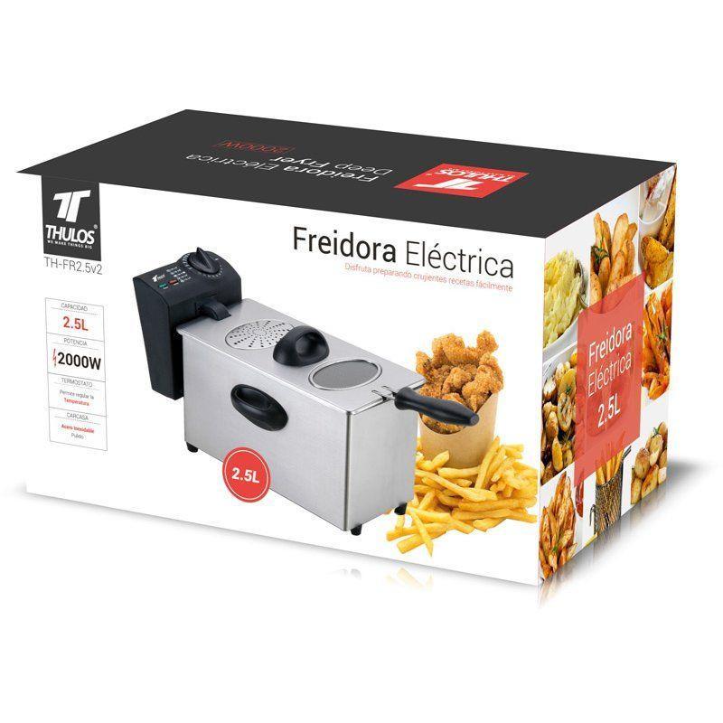 Thulos Freidora Eléctrica 2.5L Doble Termostato 2000W. Thulos TH-FR2.5v2