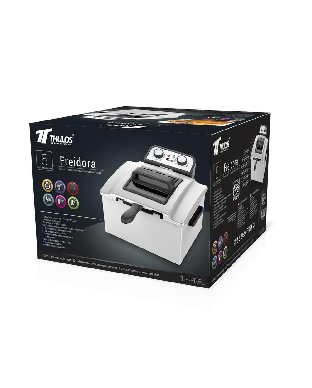 Thulos Freidora Eléctrica 5 Litros Cuenta Con 1 Cestra Grande Y 2 Pequeñas. THULOS TH-FR5L