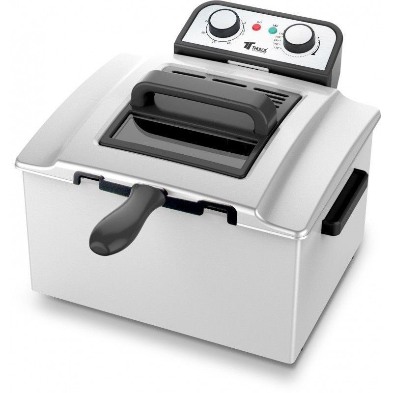 thulos Freidora eléctrica 5 litros cuenta con 1 cestra grande y 2 pequeñas. THULOS TH-FR5L