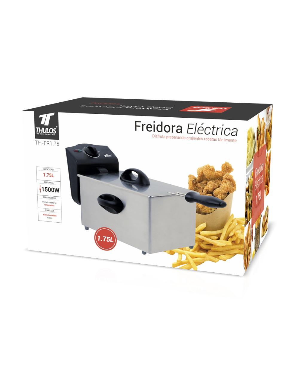 Thulos Freidora Eléctrica De Acero Inoxidable Pulido. Capacidad: 1.75L. THULOS TH-FR1.75