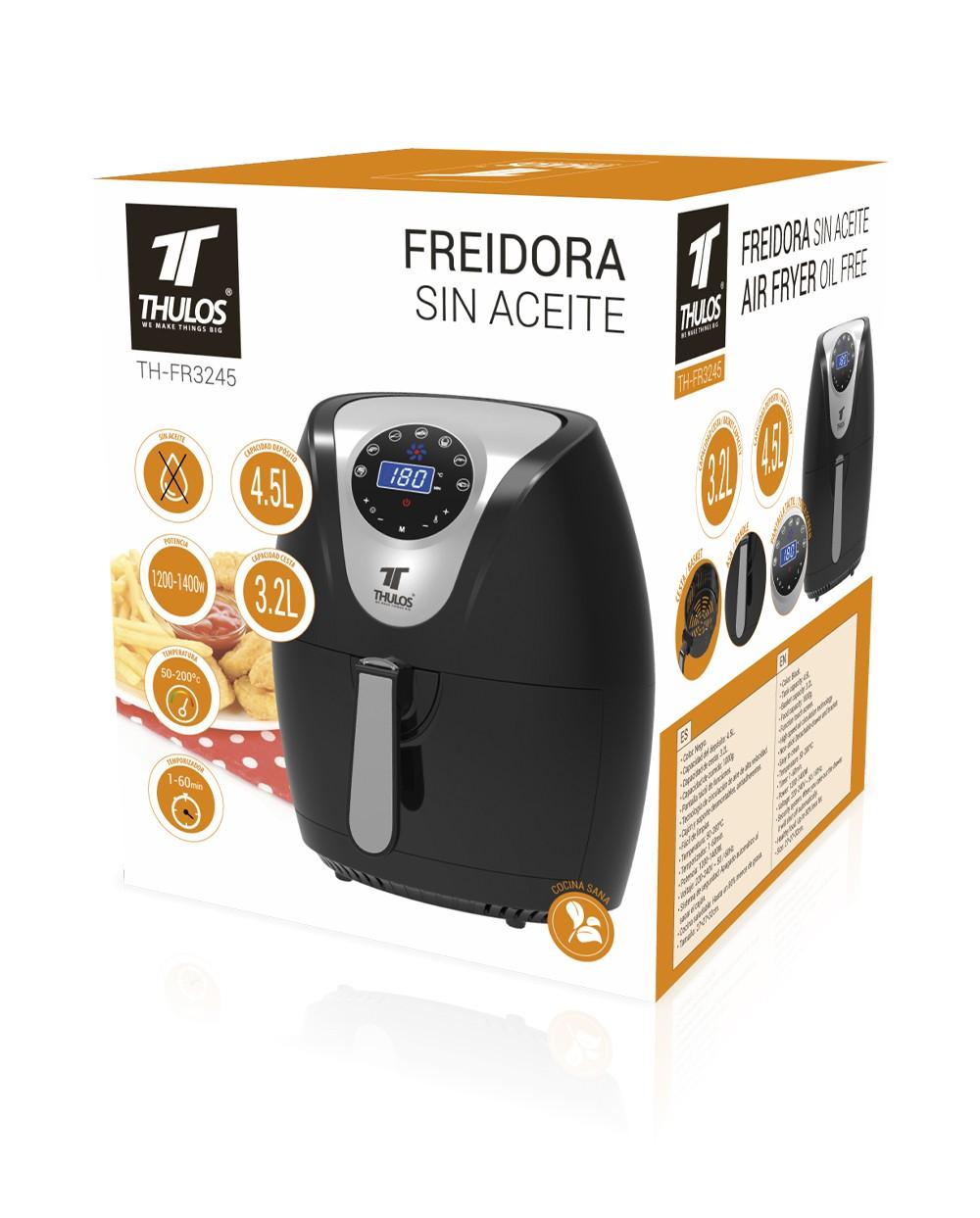 Thulos Freidora Sin Aceite 3.2L Temporizador De Hasta 30m. Potencia: 1400W. THULOS TH-FR3245