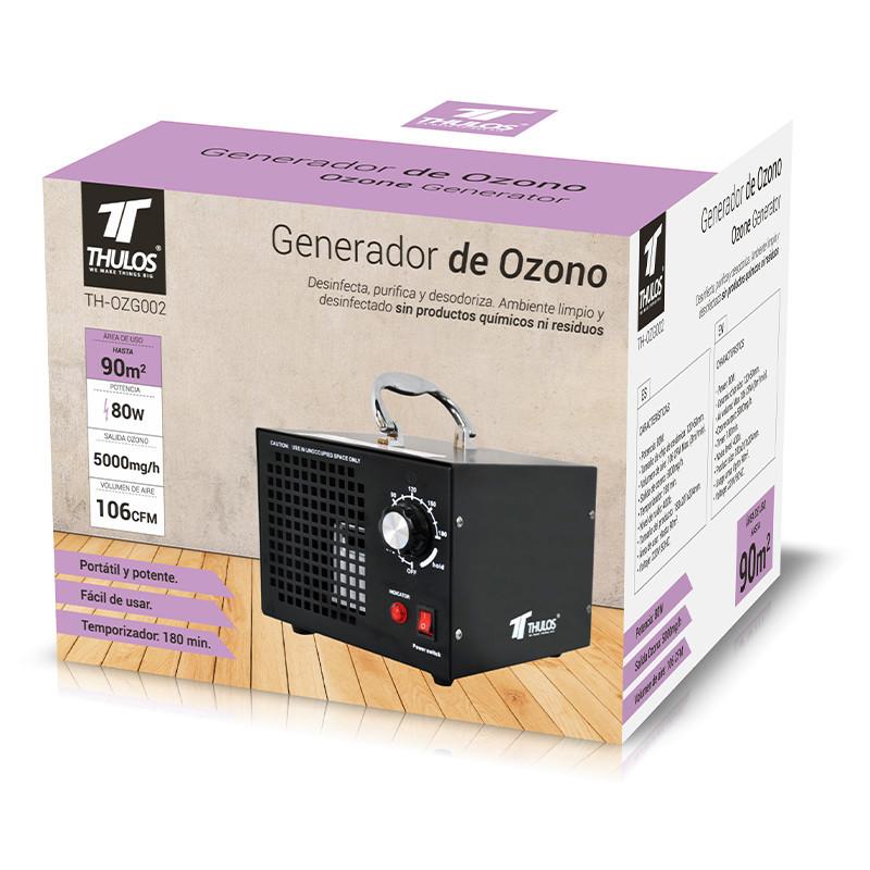 Thulos Generador De Ozono Potencia 80W Área De Trabajo: 90m2. THULOS TH-OZG002
