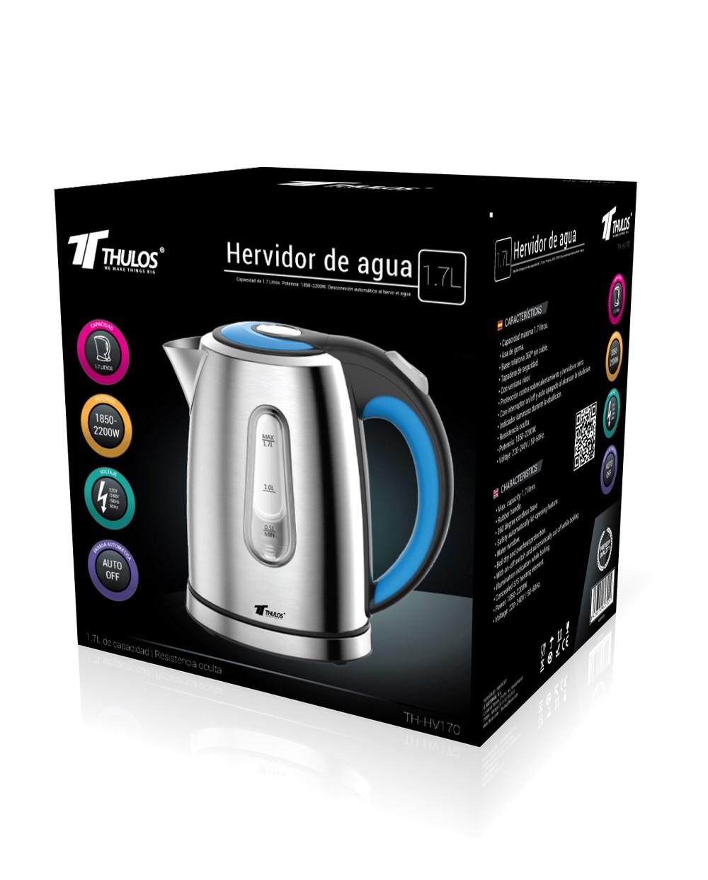 Thulos Hervidor De Agua 1.7 Litros Exterior De Acero Inoxidable TH-HV170