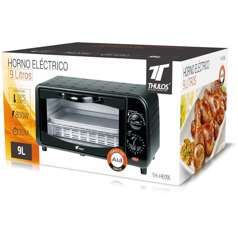 Thulos Horno Eléctrico 9L Temporizador Y Temperatura Ajustable. 800W. Thulos TH-HE09L