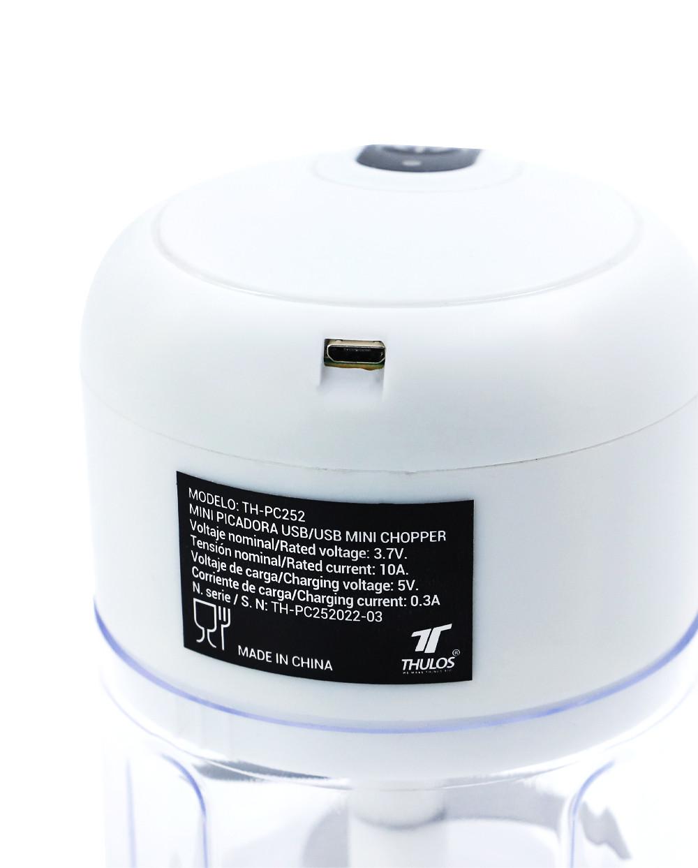 Thulos Mini Picadora USB Capacidad De 250 Ml. Cuchilla De Acero Inoxidable. THULOS TH-PC252
