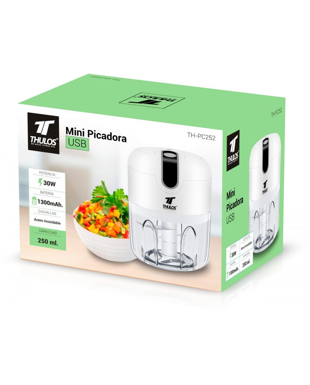 Thulos Mini Picadora USB Capacidad De 250 Ml. Cuchilla De Acero Inoxidable. THULOS TH-PC252
