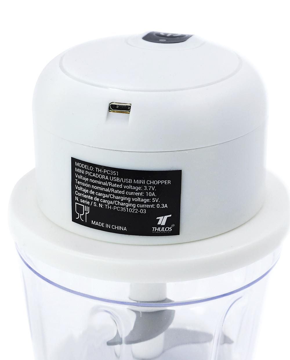 Thulos Mini Picadora USB Capacidad De 350 Ml. Cuchilla De Acero Inoxidable. Incluye Cable De Carga. THULOS TH-PC351