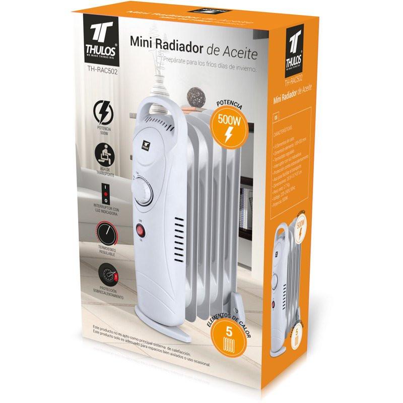 Thulos Mini Radiador De Aceite De 5 Elementos De Calor. Potencia: 500W. THULOS TH-RAC502