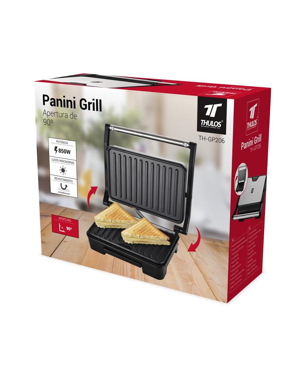 Thulos Panini Grill 850W Apertura 90º. THULOS TH-GP206