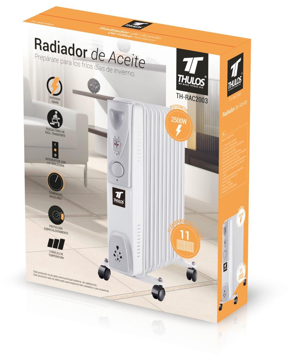 Thulos Radiador De Aceite De 11 Elementos De Calor. Potencia: 2500W. THULOS TH-RAC2003