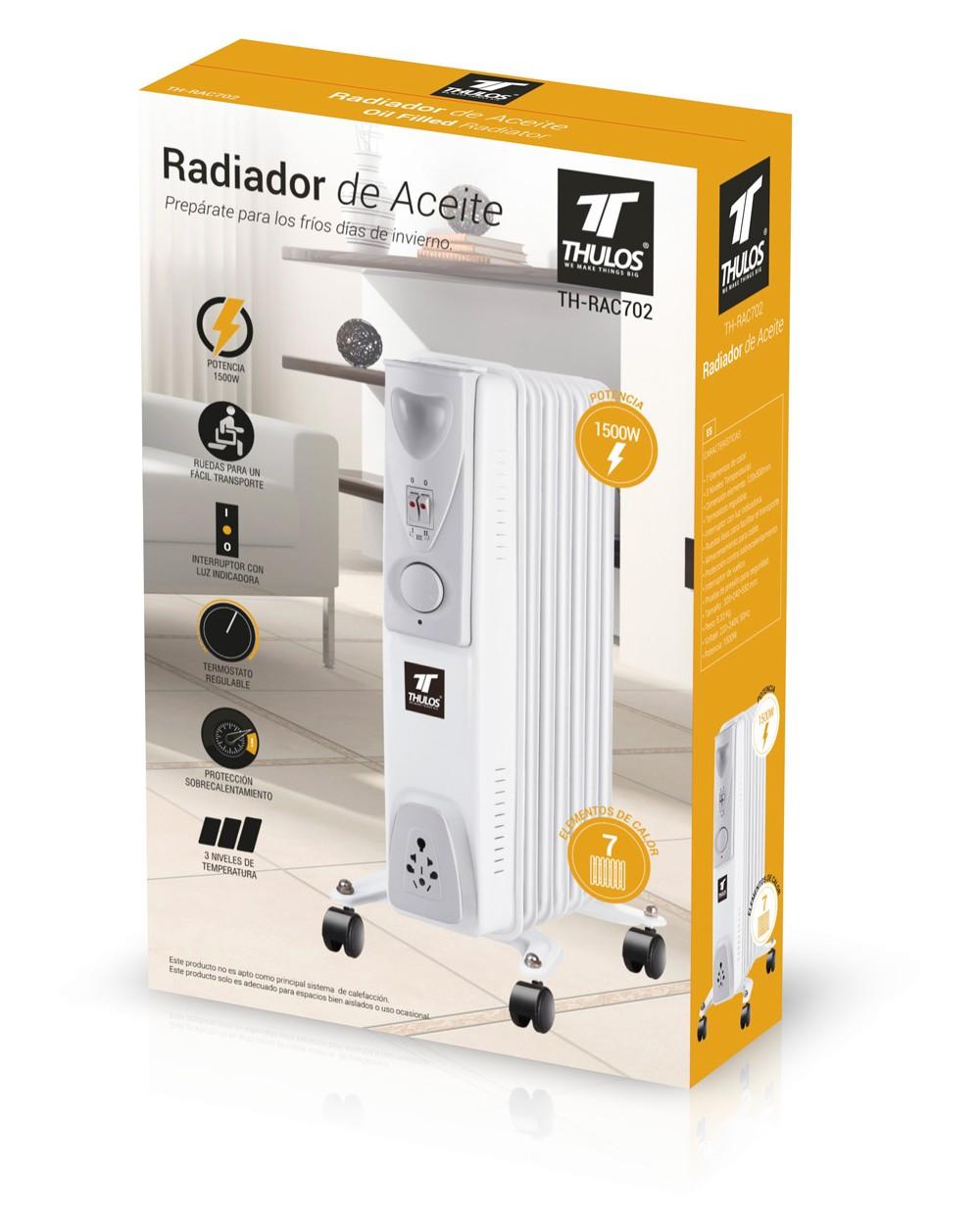 Thulos Radiador De Aceite De 7 Elementos De Calor. Potencia: 1500W. THULOS TH-RAC702