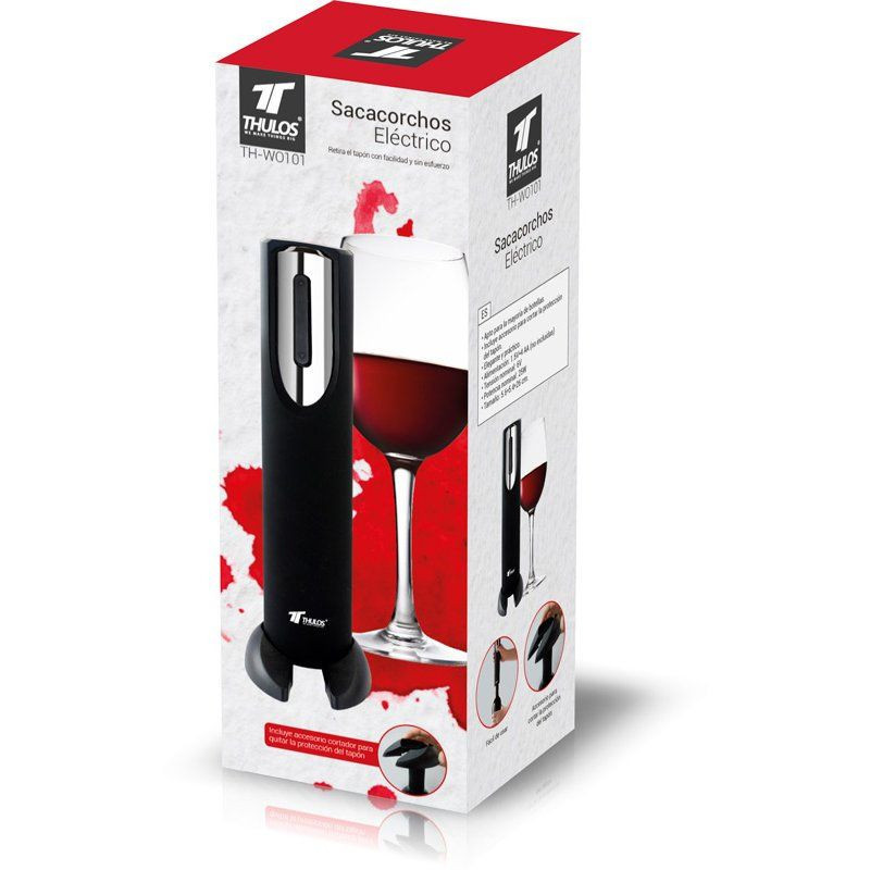 Thulos Sacacorchos Eléctrico Con Accesorio Para Quitar Protección Tapón. THULOS TH-WO101
