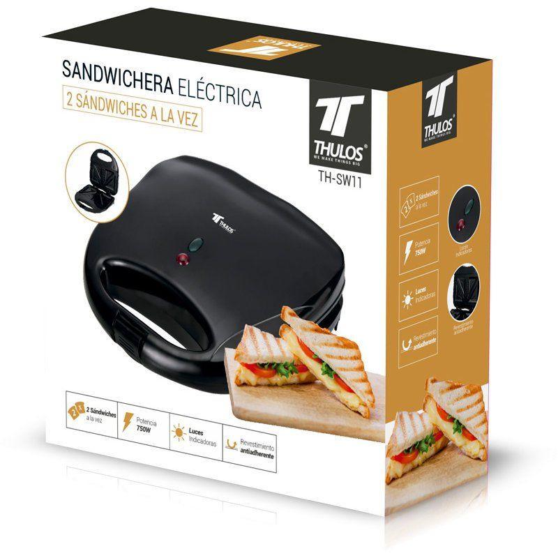 Thulos Sandwichera Eléctrica Capacidad 2 Sándwiches. 750W. Thulos TH-SW11