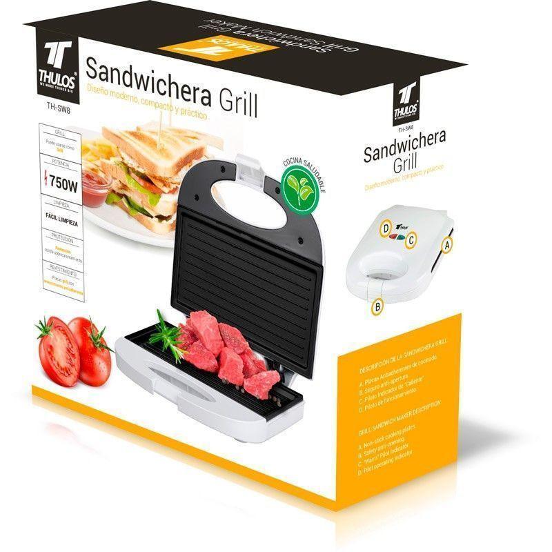 Thulos Sandwichera Grill 750W. Protección Contra Sobrecalentamiento. Thulos TH-SW8