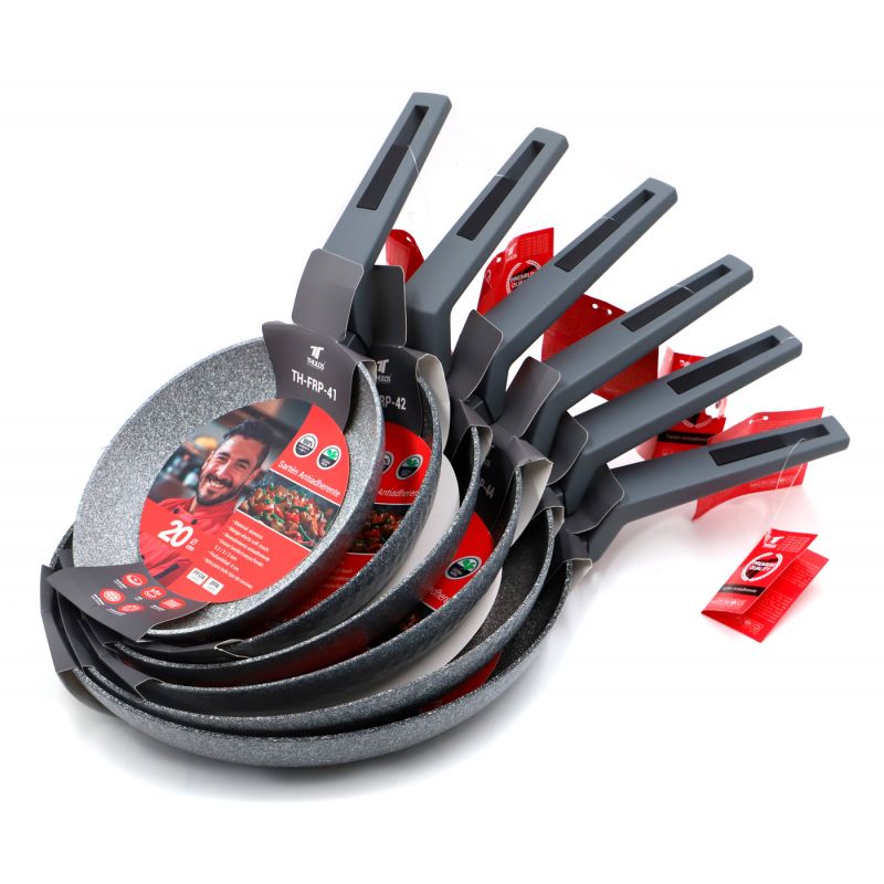 Thulos Sartén Antiadherente Efecto Piedra Varios Tamaños: Ø20 Ø22 Ø24 Ø26 Ø28 Y Ø30 Cm. THULOS