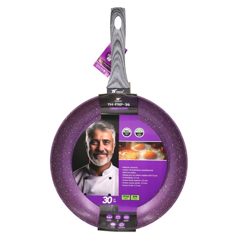 Thulos Sartén Con Revestimiento Antiadherente Varios Tamaños Ø20 Ø22 Ø24 Ø26 Ø28 Ø30 CM