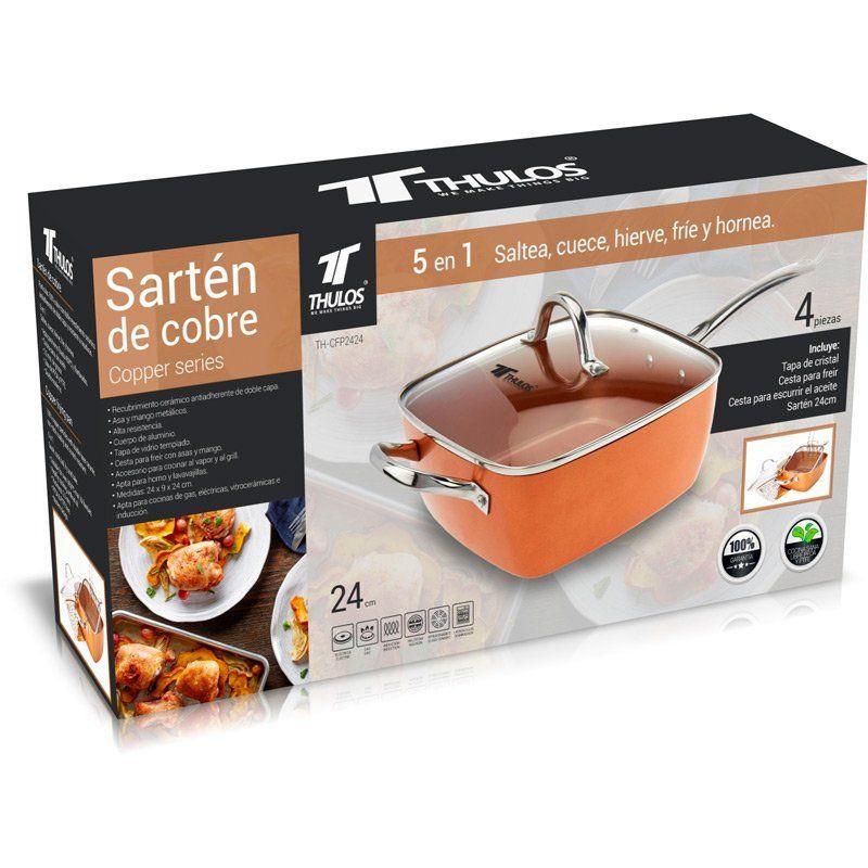 Thulos Sartén De Cobre Con Revestimiento Cerámico Antiadherente 24 Y 28cm. THULOS