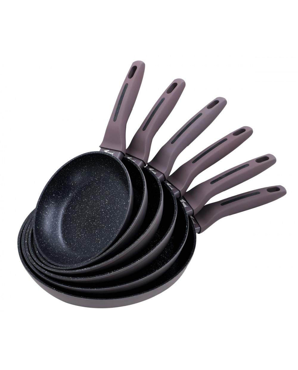 thulos Sartén Revestimiento Antiadherente Efecto Piedra Ø20 Ø22 Ø24 Ø26 Ø28 Ø30 cm. GREY SERIE THULOS TH-FRP