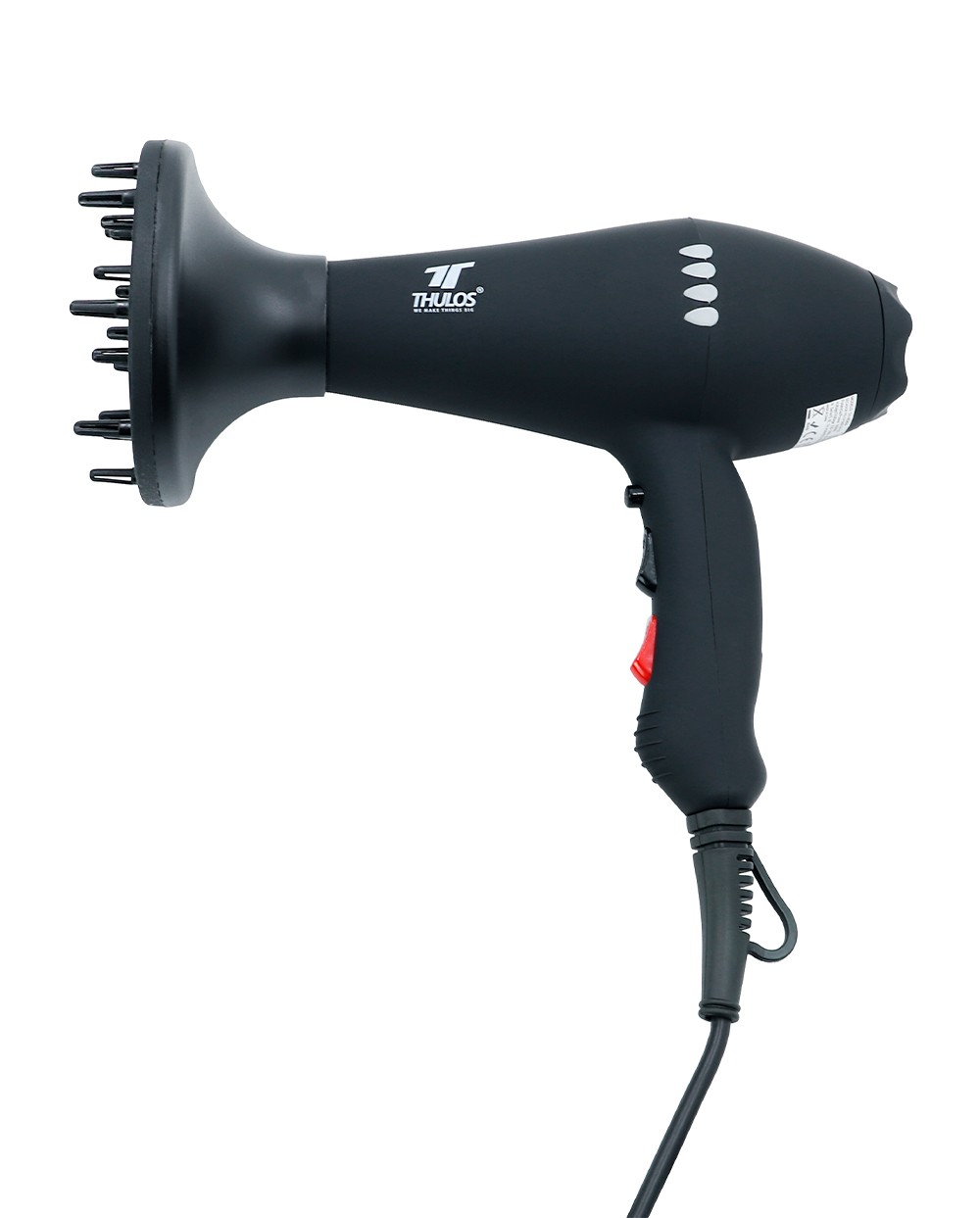 Thulos Secador De Pelo Iónico Con Luces LED. 2000W. Incluye Difusor Y Concentrador. THULOS TH-HD806