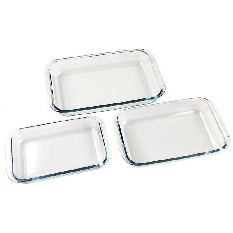 Thulos Set De 3 Bandejas De Vidrio Rectangulares Para Horno 1.0L 1.6l 2.2l. THULOS TH-KA019