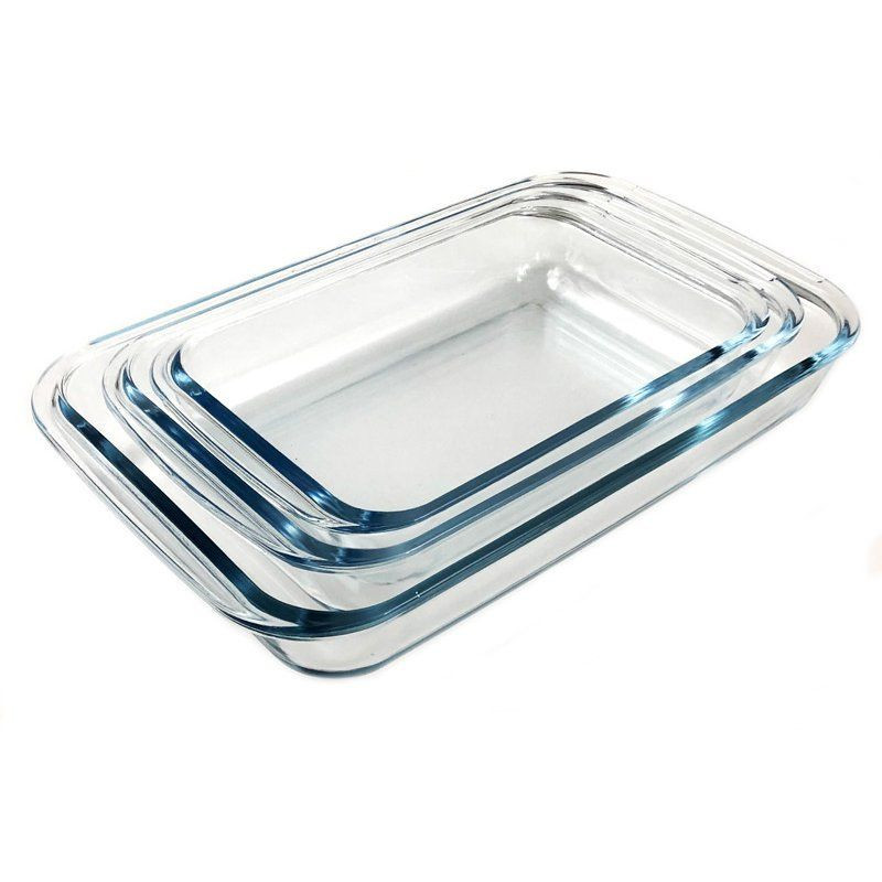 thulos Set de 3 bandejas de vidrio rectangulares para horno 1.0L 1.6l 2.2l. THULOS TH-KA019