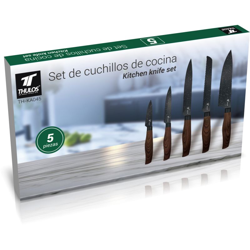 Thulos Set De 5 Cuchillos Con Hoja De Acero Inoxidable Antiadherente. THULOS TH-KA045
