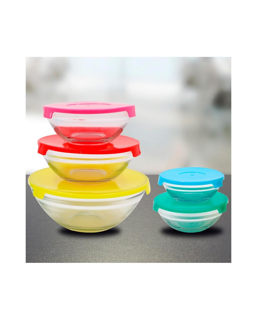 thulos Set de 5 recipientes de cristal con 5 tapaderas. THULOS TH-KA037