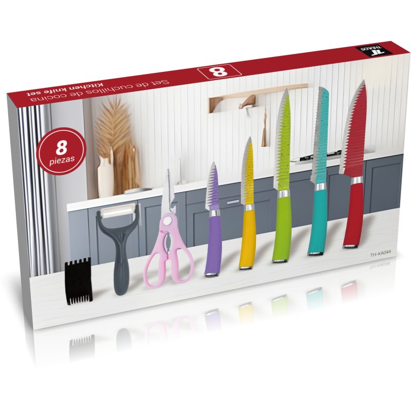 Thulos Set De 8 Cuchillos Con Hoja De Acero Inoxidable Antiadherente. THULOS TH-KA044