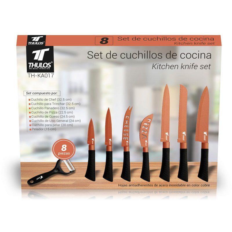 Thulos Set De 8 Cuchillos De Cocina En Color Cobre. THULOS TH-KA017