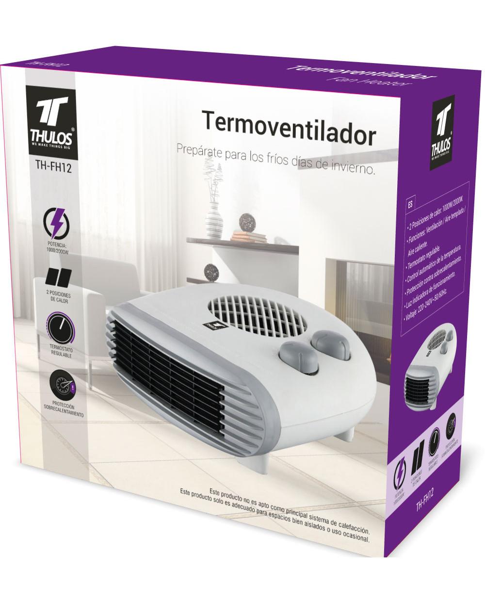 Thulos Termoventilador Portátil 2 Posiciones De Calor 1000-2000W. THULOS TH-FH12
