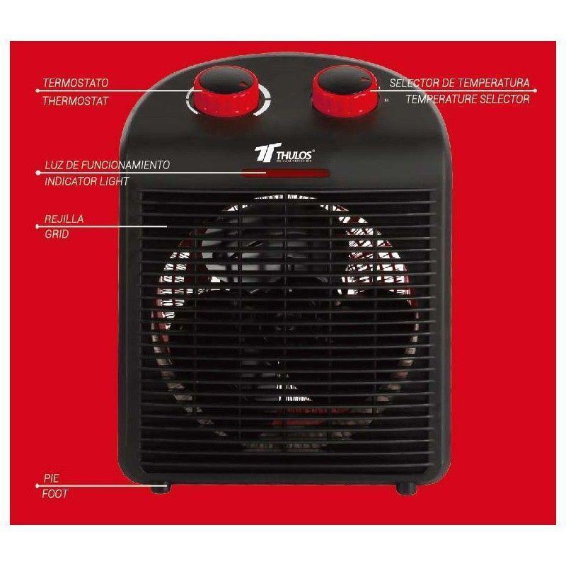 Thulos Termoventilador Portátil 2 Posiciones De Calor 1000-2000W. THULOS TH-FH10