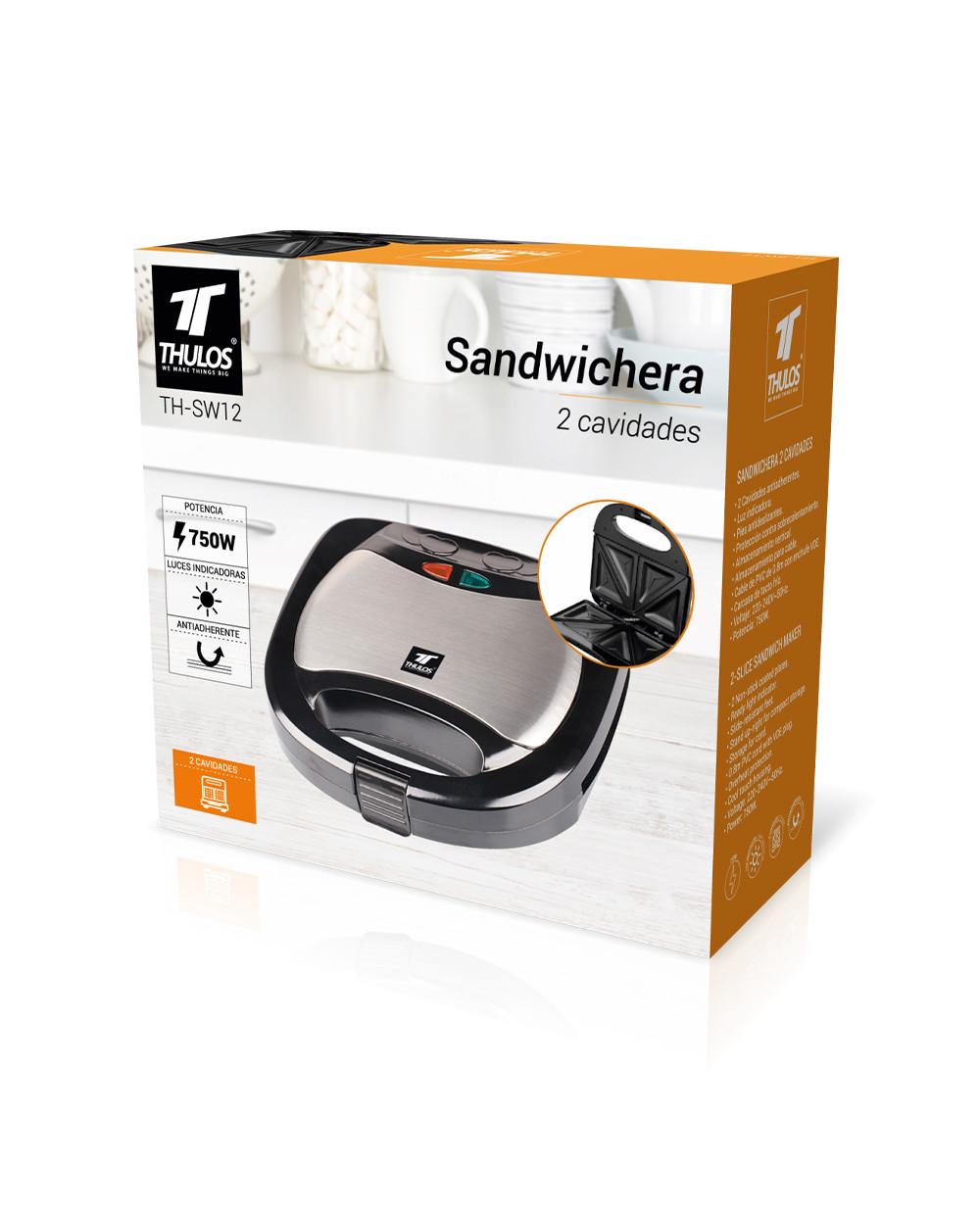 Thulos Sandwichera 2 Cavidades 750W. THULOS TH-SW12