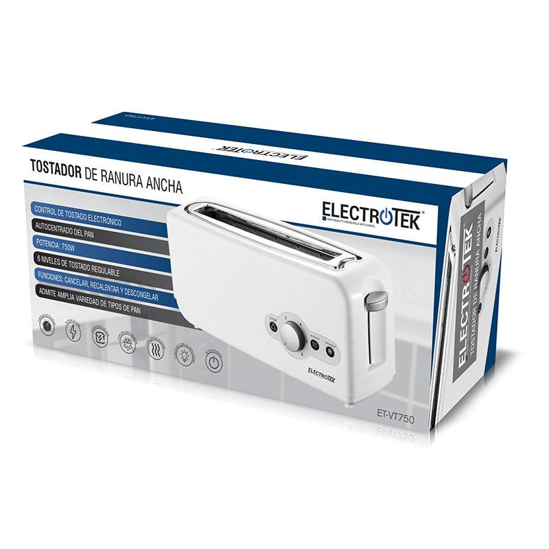 Thulos Tostador De Ranura Ancha Para 2 Rebanadas Y Tacto Frío. ELECTROTEK ET-VT750