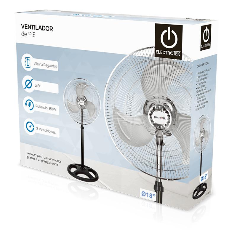 Thulos Ventilador De Pie 18" 3 Velocidades 80W. ELECTROTEK ET-F18SF