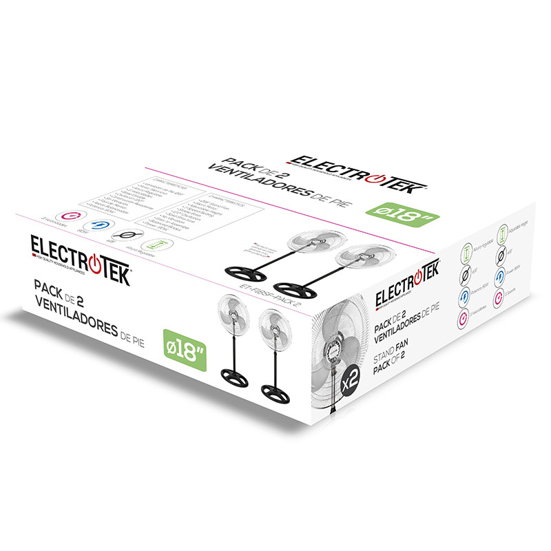Thulos Ventilador De Pie 18" 80W- Pack De 2 Unidades. ELECTROTEK ET-F18SF