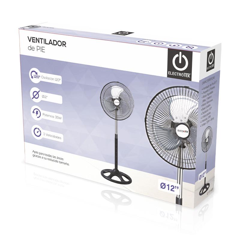 Thulos Ventilador De Pie Ø12" 3 Velocidades. Potencia: 35W. ELECTROTEK ET-F14SF