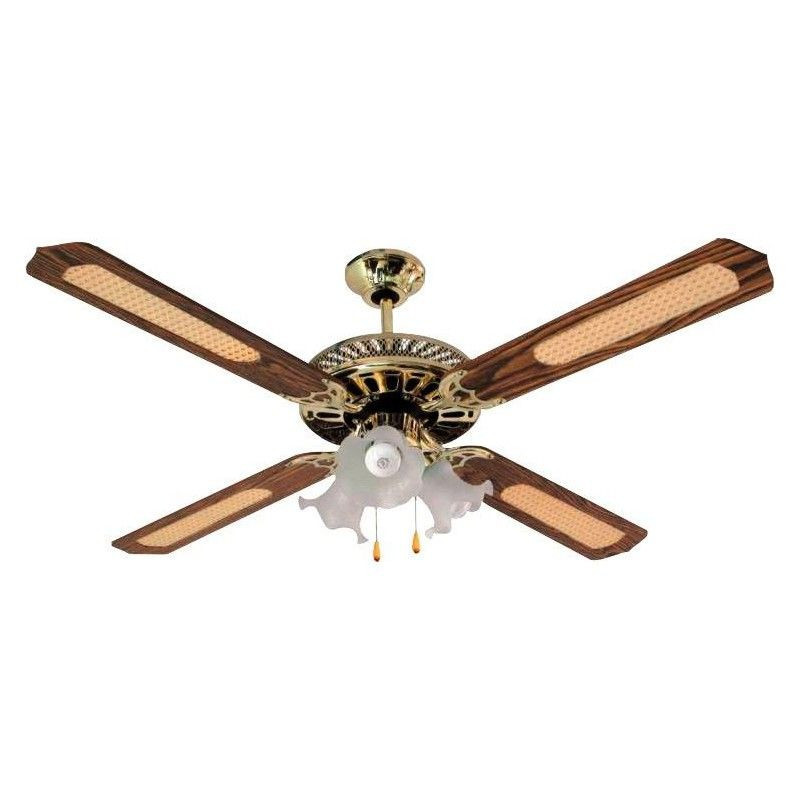 thulos Ventilador para techo 52" 4 Aspas de MDF + 3 lámpara de cristal. TH-450C3