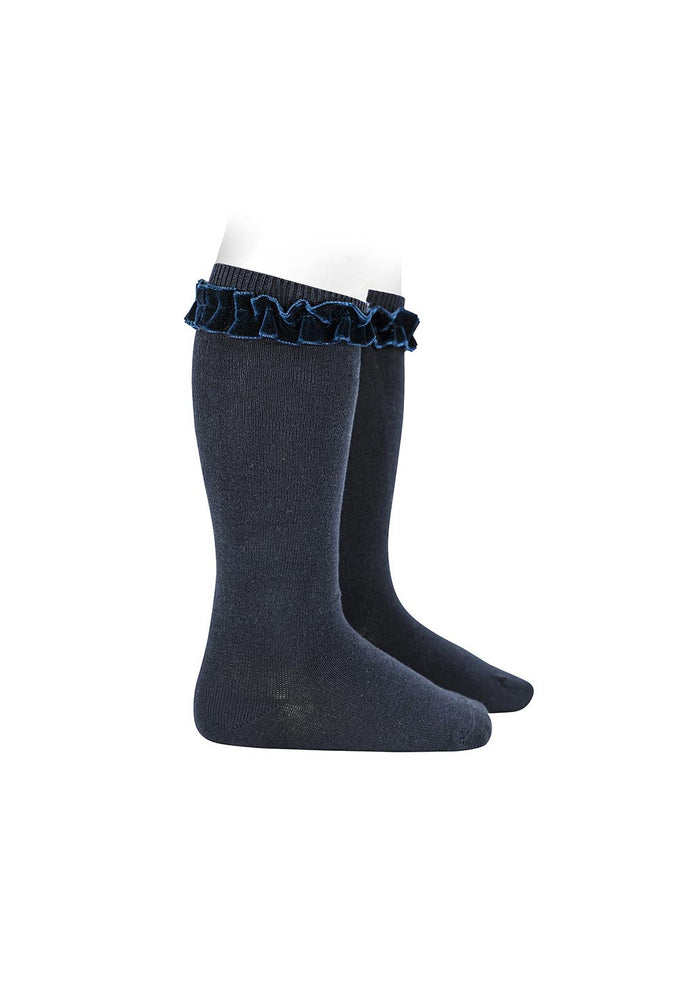 Tiamia Calcetas Altas Cinta Terciopelo Fruncida En Puño