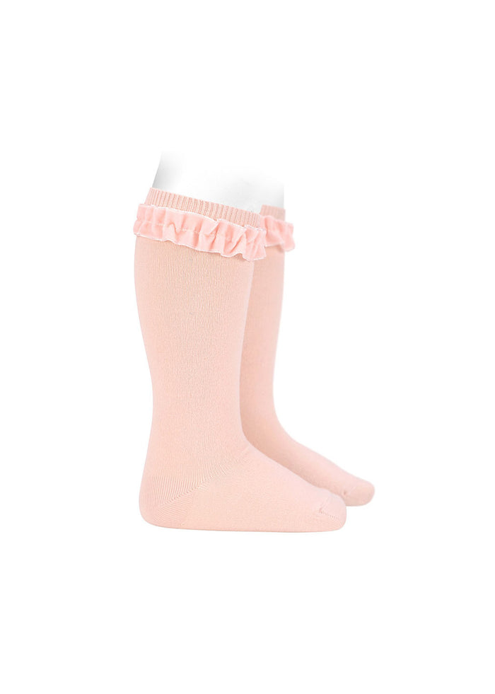 tiamia Calcetas altas cinta terciopelo fruncida en puño