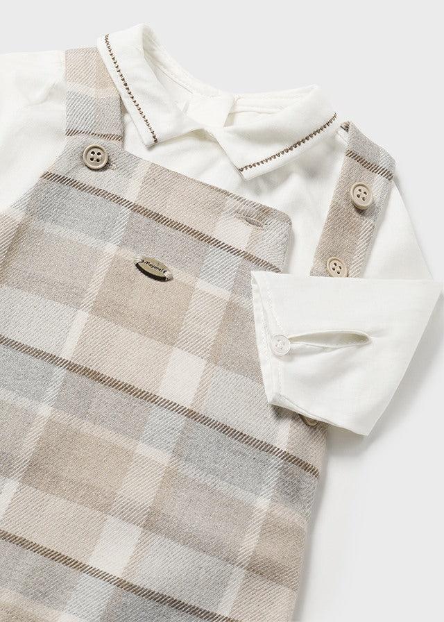 Tiamia Conjunto 3 Piezas Peto Cuadros Recién Nacido