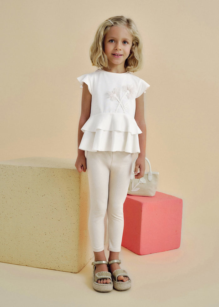 tiamia Conjunto legging tobillero y camiseta flores niña