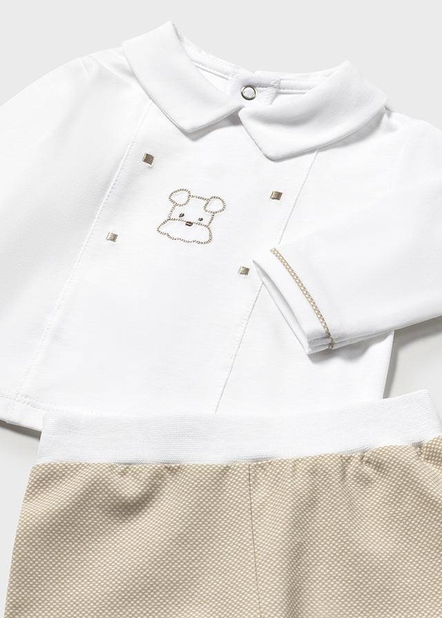 Tiamia Conjunto Polaina Y Camiseta Cuello Recién Nacido